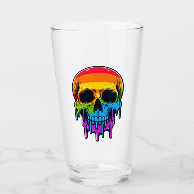 Copo De Pint Melthing Rainbow Skull (Frente)