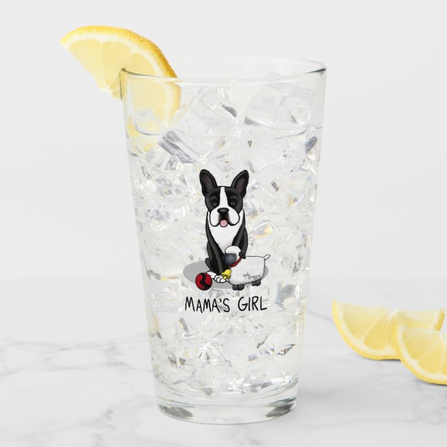 Copo De Pint Menina #2 Boston Terrier Dog (preto) (Gelo frontal)