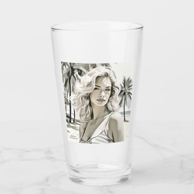 Copo De Pint Menina elegante em preto e branco (Frente)