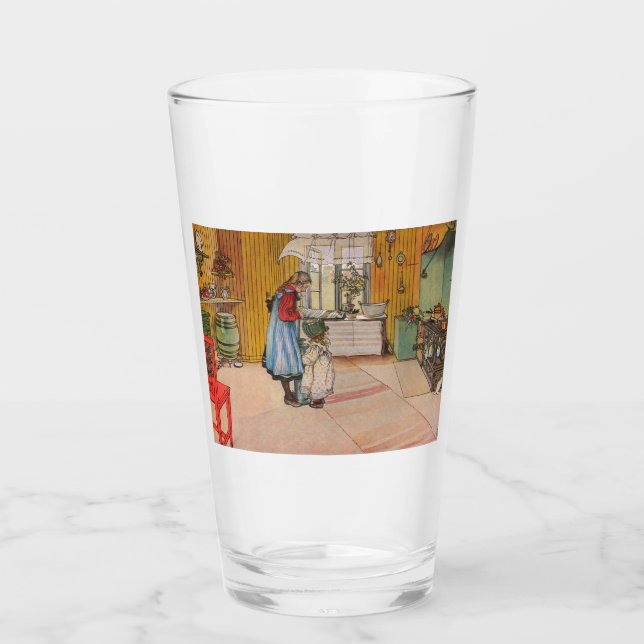 Copo De Pint Meninas na cozinha (Arte Sueca Clássica) (Frente)