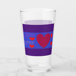 Copo De Pint Mensagem de amor em uma taça de vidro azul roxo de