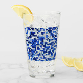 Copo De Pint Mess of small quadrares, tons de azul com branco