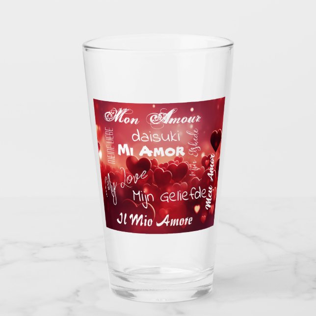 Copo De Pint "Meu amor" em diferentes línguas (Frente)