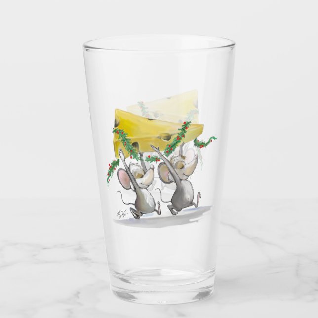 Copo De Pint Mic & Mac Trazendo Vidro De Queijo De Natal (Frente)