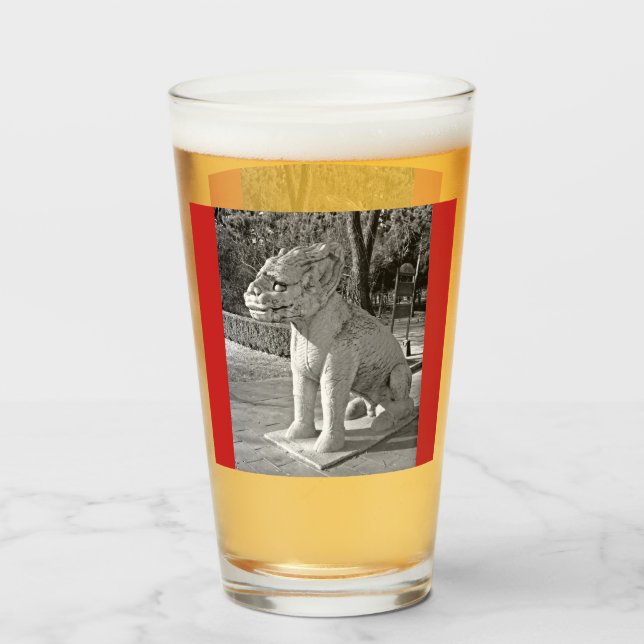 Copo De Pint Ming Tombs Dragon B&W (Frente (Preenchido))