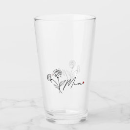 Copo De Pint Mínima Floral Mãe Tumbler Com Coração