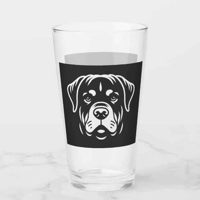 Copo De Pint Minimalist Rottweiler Face Design � Bold Line Art (Frente)