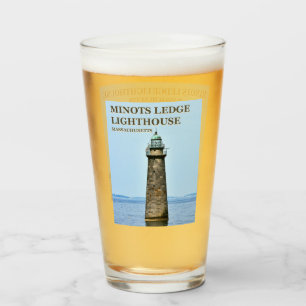 Copo De Pint Minots Ledge Lighthouse, Massachusetts Pint Glass