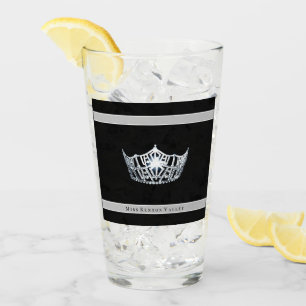 Copo De Pint Miss América Silver Crown & Custom Name Glass