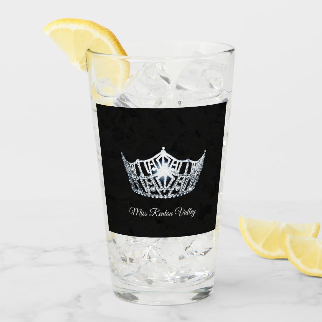 Copo De Pint Miss América Silver Crown & Custom Name Glass (Gelo frontal)