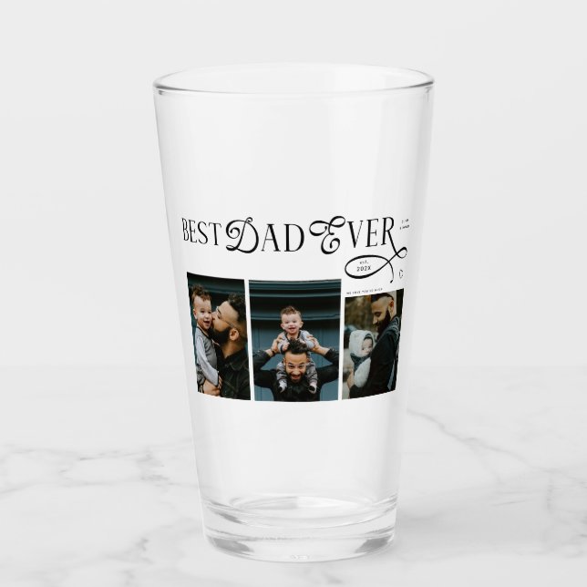 Copo De Pint Modern Best Dad Ever Photo Heart Fathers Day Gifts (Frente)