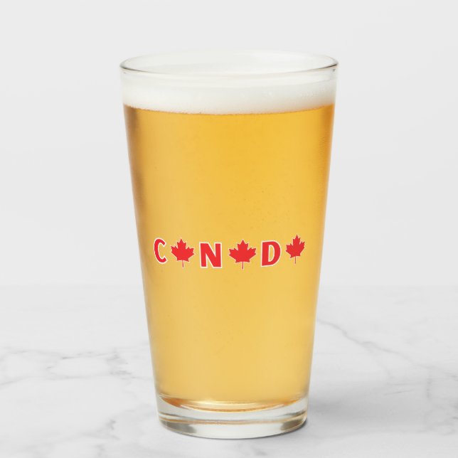 Copo De Pint Moderno canadense - País canadense Flag Souvenir (Frente (Preenchido))