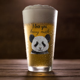 Copo De Pint Moderno Eu Te Amo Muito Panda Preta E Branca