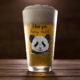 Copo De Pint Moderno Eu Te Amo Muito Panda Preta E Branca
