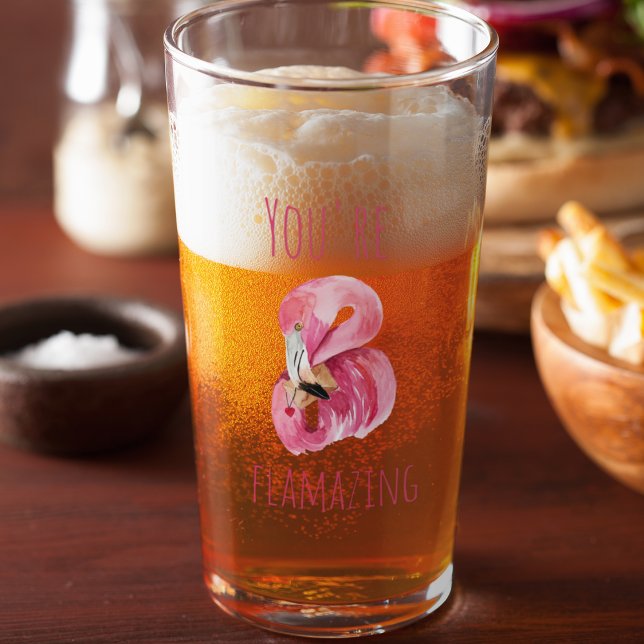 Copo De Pint Moderno Você É Flagrante Beleza Rosa Flamingo (Criador carregado)