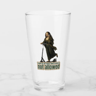 Copo De Pint Mona Lisa on the phone riding a kick scooter