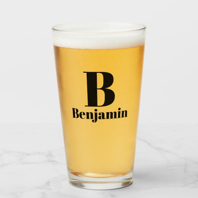 Copo De Pint Monogram Name Simple Beer (Frente (Preenchido))