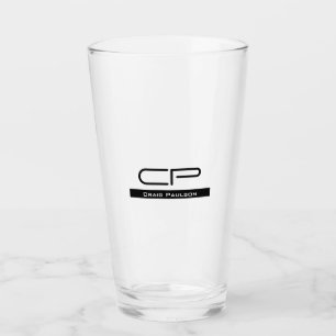 Copo De Pint Monograma Branco Preto Nome Simples Simples Comum