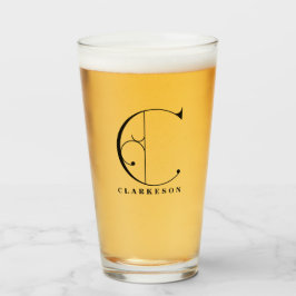 Copo De Pint Monograma clássico C inicial com vidro Sobrenome