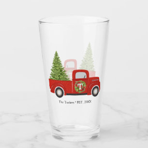 Copo De Pint Monograma da Árvore de Natal do Caminhão Vermelh