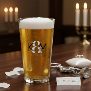 Copo De Pint Monograma de Casamento Moderno Decorativo ID887