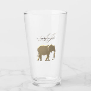 Copo De Pint Monograma de Elefante Dourado Personalizado