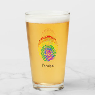 Copo De Pint Monograma de Impressão Digital Arco-íris