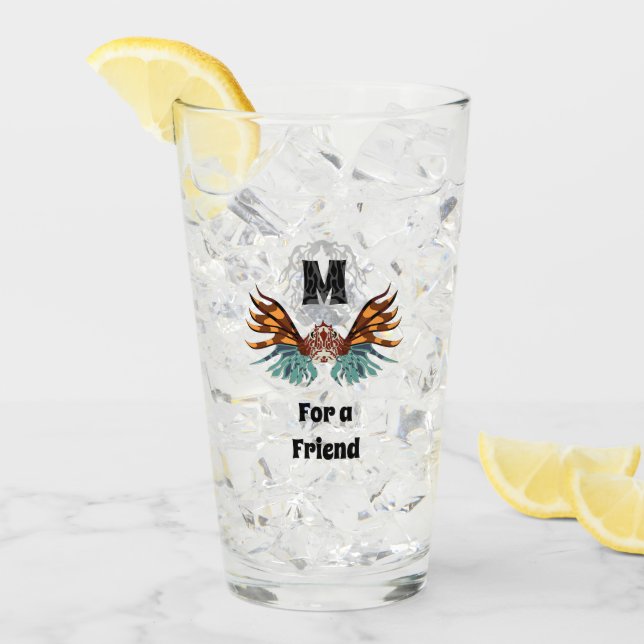 Copo De Pint Monograma de Lionfish Colorido (Gelo frontal)