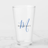 Monograma de Script Azul Moderno Elegante