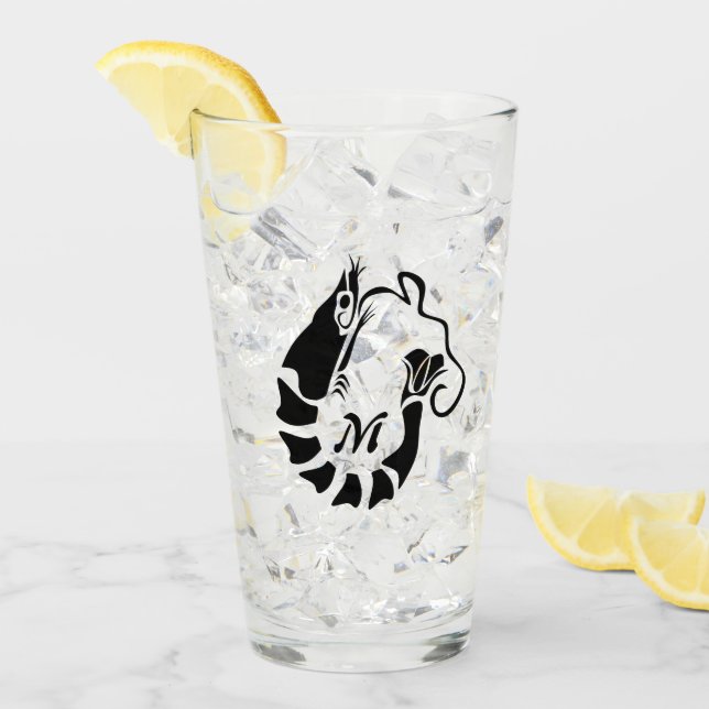 Copo De Pint Monograma do Camarão com Estilo Preto (Gelo frontal)