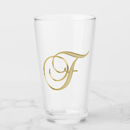 Copo De Pint Monograma Dourado F Glass