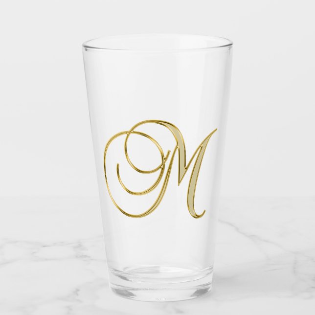 Copo De Pint Monograma Dourado M Glass (Frente)