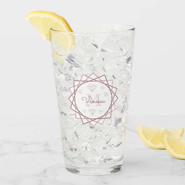 Copo De Pint Monograma Dourado moderno v2 (Gelo frontal)