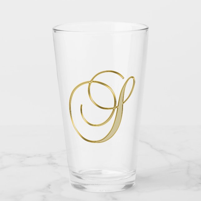 Copo De Pint Monograma Dourado S Glass (Frente)