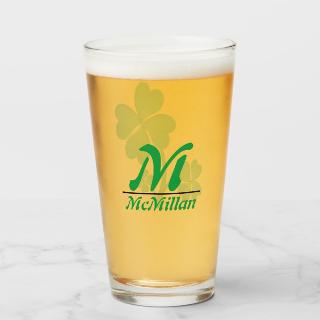 Copo De Pint Monograma e Foto Personalizadas de Vestido Sortudo (Traseira (Preenchido))