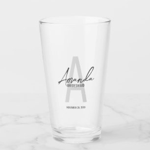 Copo De Pint Monograma e Nome da Moderna Personalizada Bridesma