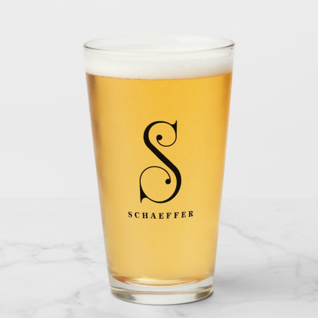 Copo De Pint Monograma inicial S clássico com Sobrenome (Frente (Preenchido))