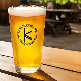 Copo De Pint Monograma K - Estilo de Viking - Vidro de Pinça
