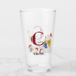 Copo De Pint Monograma - Letra C Snowy Christmas Angel Snowman<br><div class="desc">Monograma - Letra C Snowy Christmas Angel Snowman. Doce,  fofo e tão charmoso anjo-neve e seus amigos da floresta,  o cardeal,  ouriço e um querido de coelhos estão tocando em uma terra maravilhosa de neve do inverno. Copyright,  Audrey Jeanne Roberts.</div>