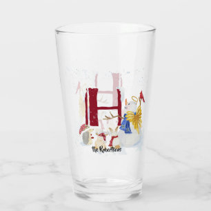 Copo De Pint Monograma - Letra H Winter Trees Christmas Snowman
