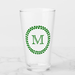 Copo De Pint Monograma Moderno 4 Folha de Vinho Verde Shamrock