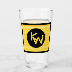 Copo De Pint Monograma preto amarelo-limão retrô