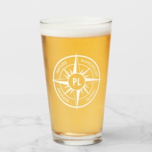 Copo De Pint Monograma preto e branco do emblema da estrela da