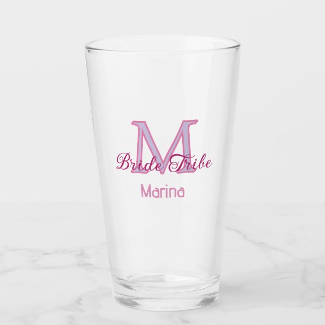Copo De Pint Monograma tribo da noiva vermelho simples mini chá (Frente)