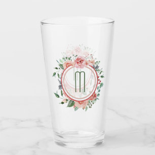 Copo De Pint Monograma verde cor-de-rosa elegante do quadro do