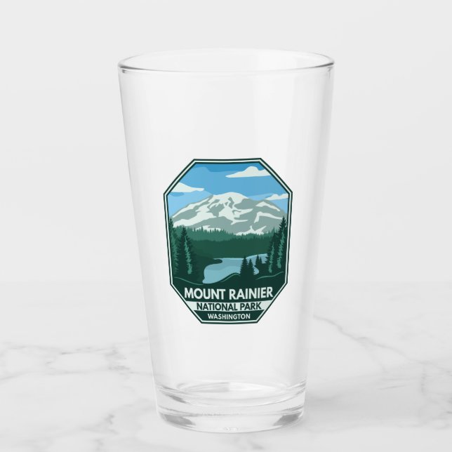 Copo De Pint Montar Rainier National Park - Emblema Retroativo  (Frente)
