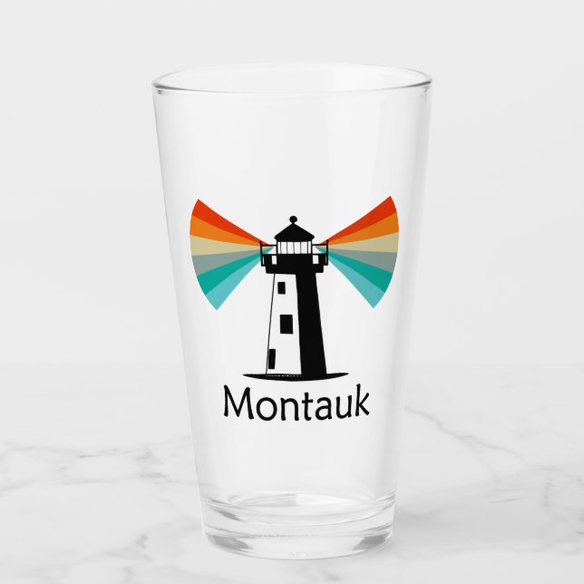 Copo De Pint Montauk Point New York Lighthouse Rainbow (Frente)