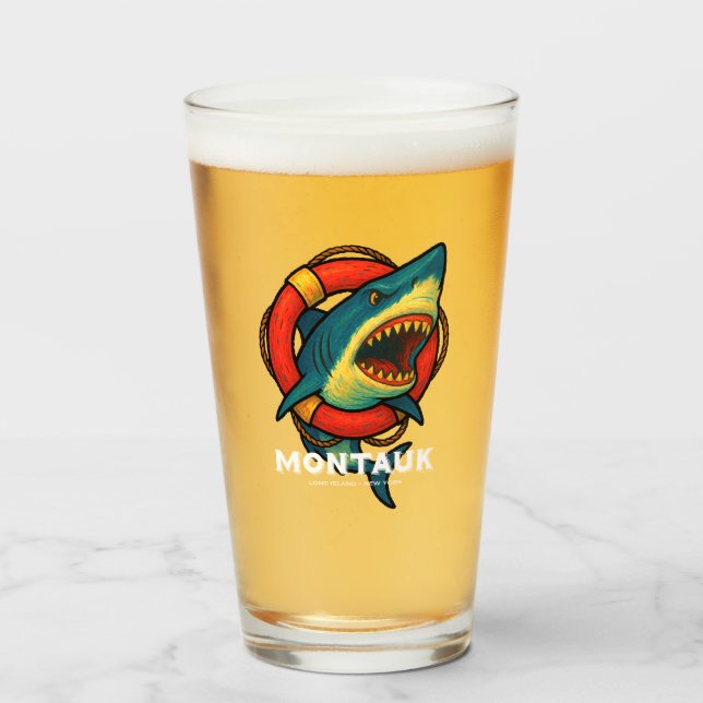 Copo De Pint Montauk Salvage Co. Shark Glass v2 (Frente (Preenchido))