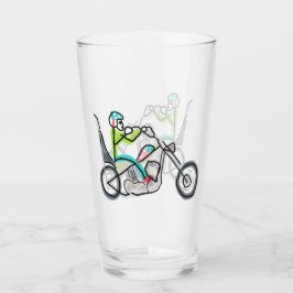 Copo De Pint Motocicleta Chopper Stickman