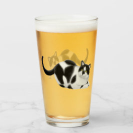 Copo De Pint Moxie o vidro de bebendo branco preto do gato da
